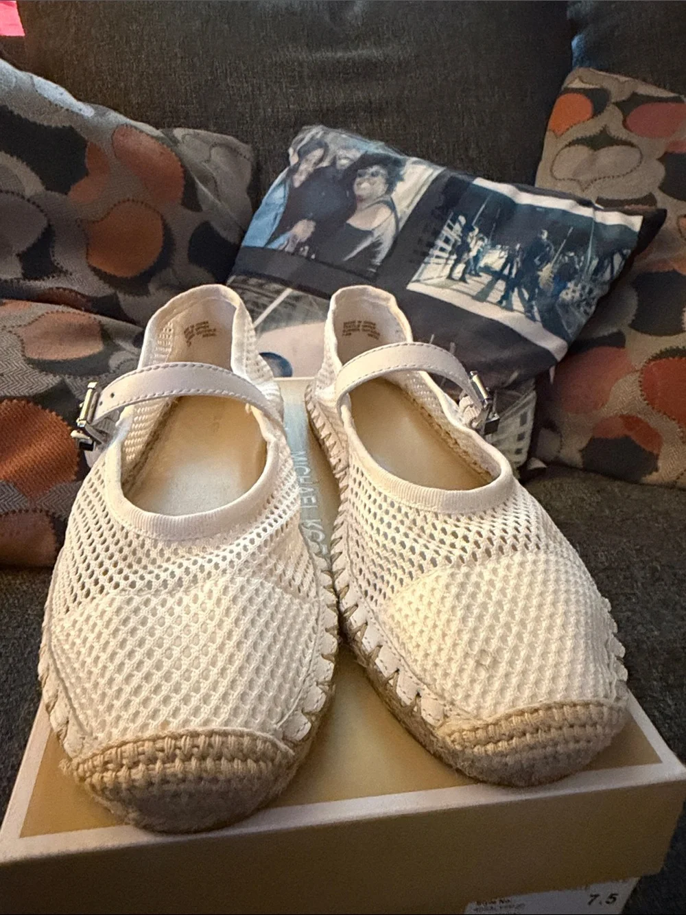 MICHAEL Michael Kors Women Optic White Ballet Espadrille - Size 7.5
